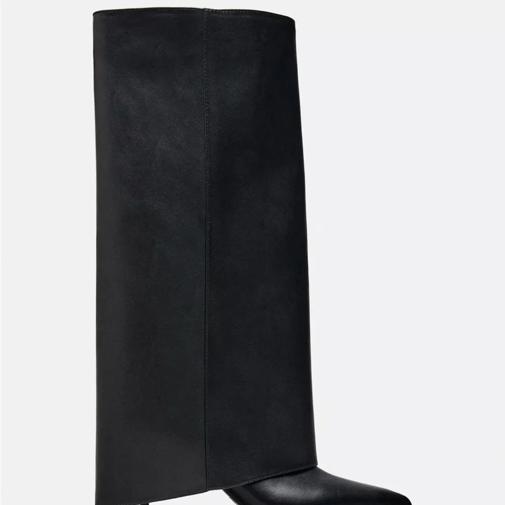 Zara Black Over-the-Knee Straight Shaft Boots